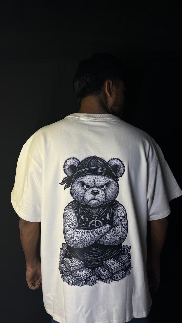 White Savage Bear Oversized T-Shirt – Streetwear Edition