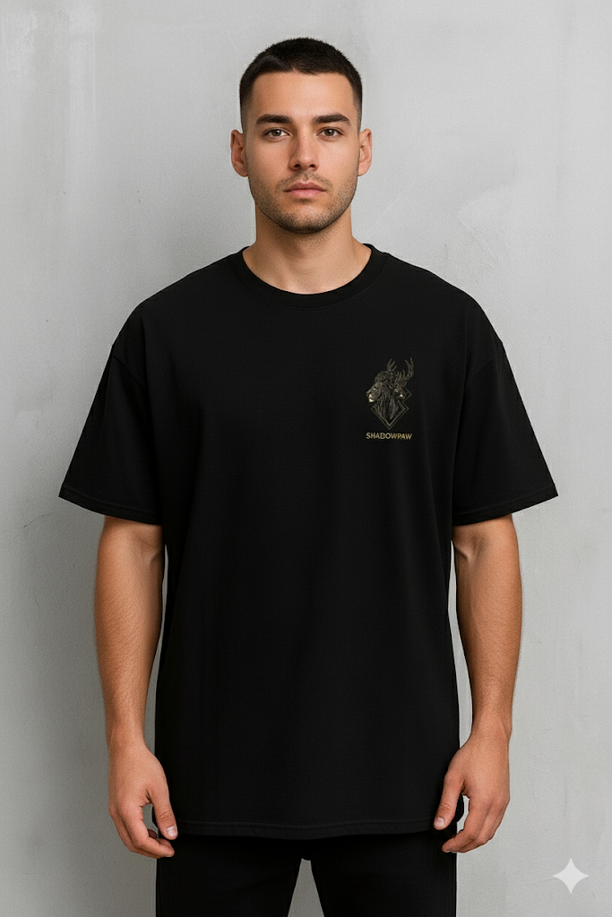 Men's Oversized Geometric Lion & Stag T-shirt