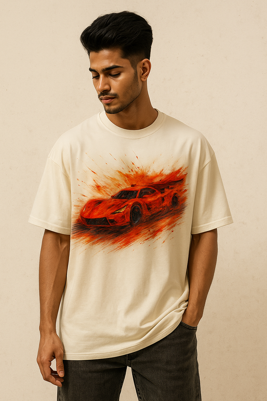 Speed Flame Oversized T-Shirt – Red Racing Edition For Unisex